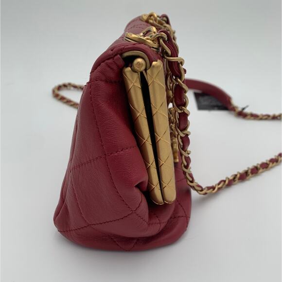 CHANEL My Crush Lambskin Flap Bag Red Gold Quilted Leather - Picture 3 of 8